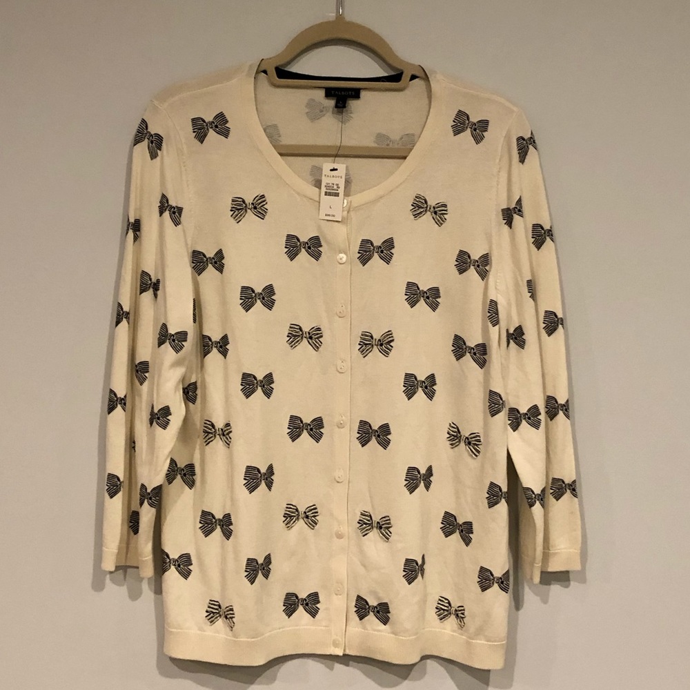 NWT Talbots cardigan with bow design, size large